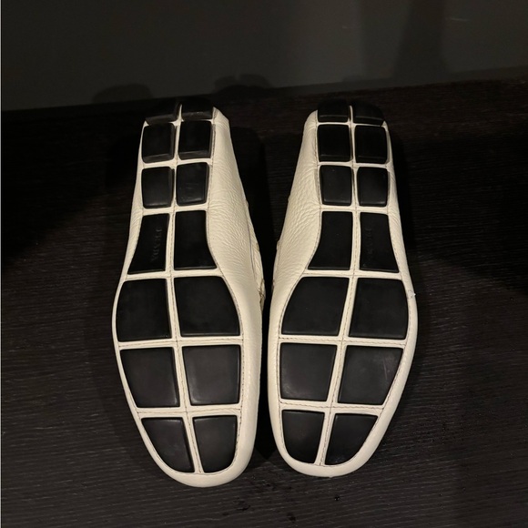Prada White Pebble Leather Loafers in SIZE 10 - Picture 3 of 7